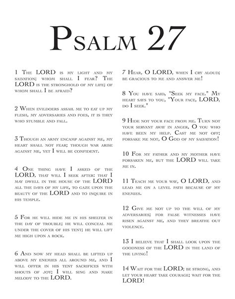 Modern Psalm 27 ESV Print Bible Quote Etsy