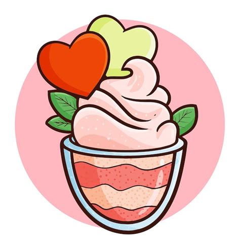 Divertido y delicioso helado de san valentín con corazones en la parte