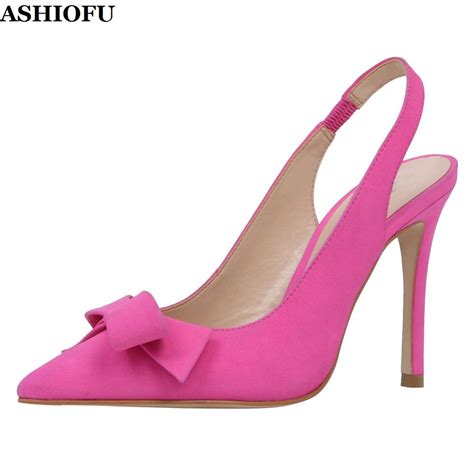 ASHIOFU zapatos de tacón alto con nudo de mariposa para mujer tacones