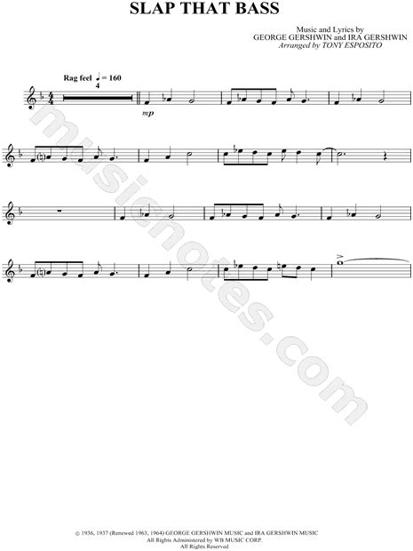 George Gershwin "Slap That Bass - Trumpet" Sheet Music in F Major ...