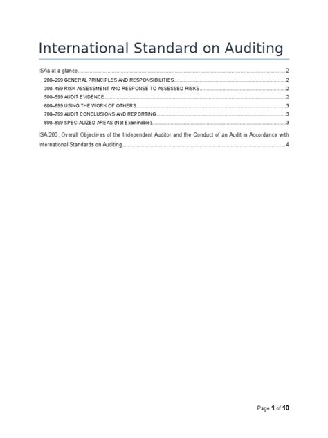 International Standard On Auditing Financial Audit Audit