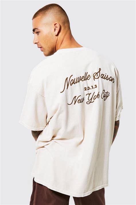 Mens Oversized Novelle Back Print Overdye T Shirt Boohoo Uk