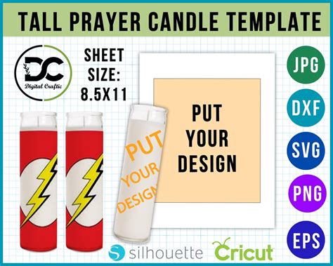 Tall Prayer Candle Template Prayer Candle Template Prayer Etsy