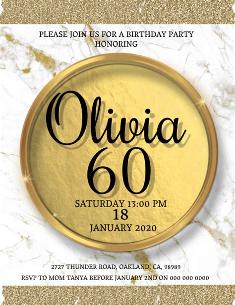 60th Birthday Invitation Template Postermywall