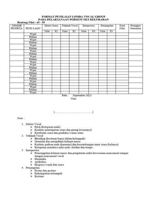 Format Penilaian Lomba Vocal Group Pdf