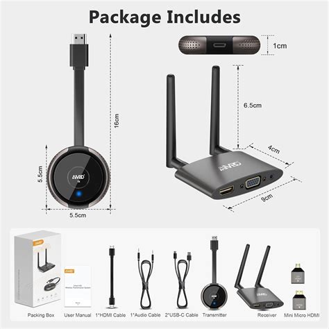 Kit de transmisor y receptor HDMI inalámbrico 4K 165FT50M 2 45GHz HDMI