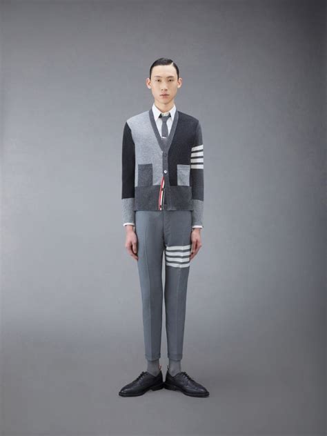 Funmix Cashmere Bar V Neck Cardigan Thom Browne