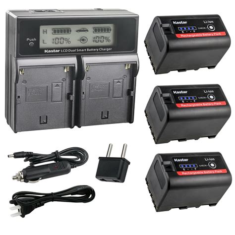 Kastar 3 Pack Battery And Ac Lcd Dual Fast Charger Compatible With Sony