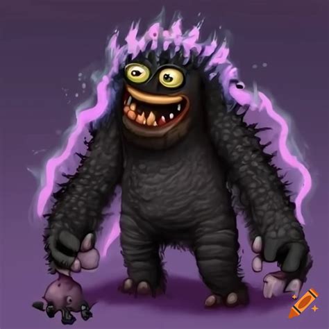 Monster With Spikes Yellow Orange Purple And Black Colors Three