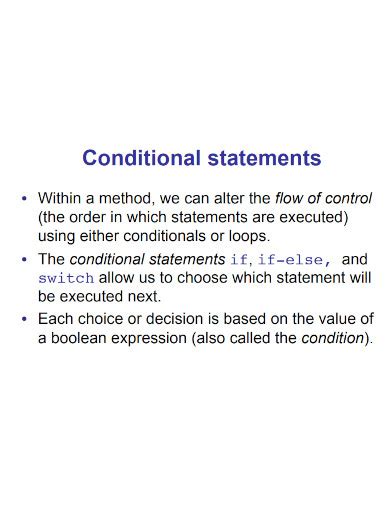 Conditional Statement - Examples, PDF | Examples