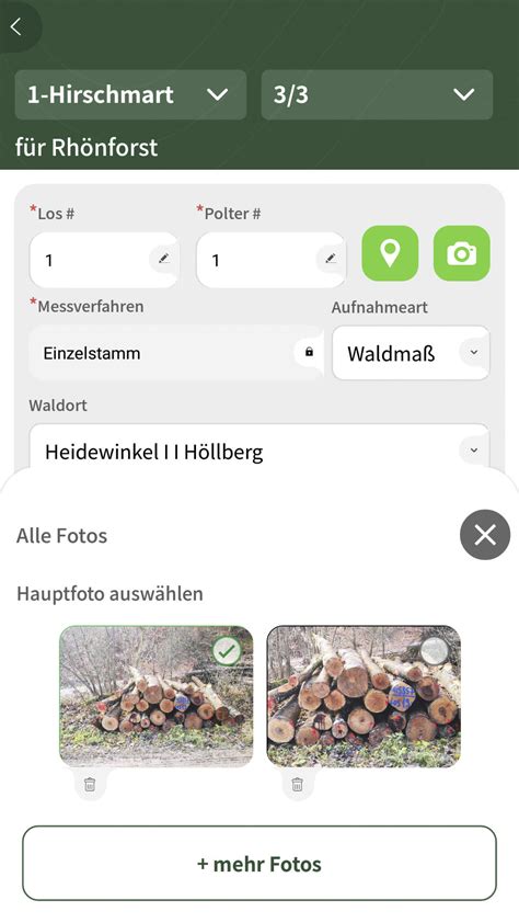 Holzaufnahme App für Profis Forstverwaltung FBG WBV und Kommune