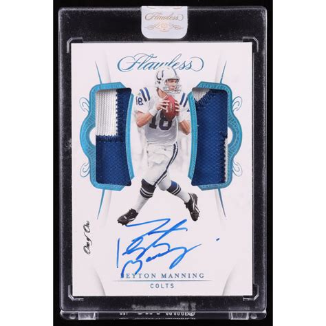 Peyton Manning 2020 Panini Flawless Dual Patch Autographs Platinum 8