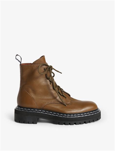 Lug Sole Combat Boots In Brown Proenza Schouler