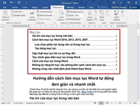 Cach Lam Muc Luc Word TopCV Blog