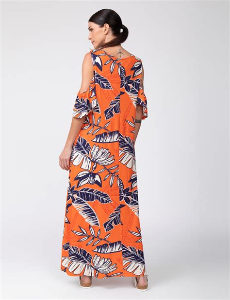 Vestido Tropical Laranja Sowa Kle Collection