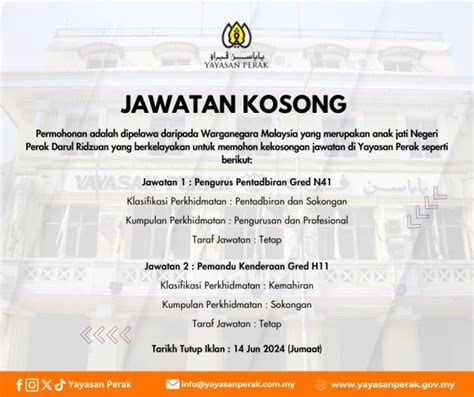 Iklan Kini Jawatan Kosong Yayasan Perak Jawatan Kosong Terkini