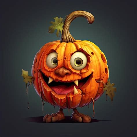 Premium AI Image 3D Illustration Of Pumpkin Character That Is Drawn