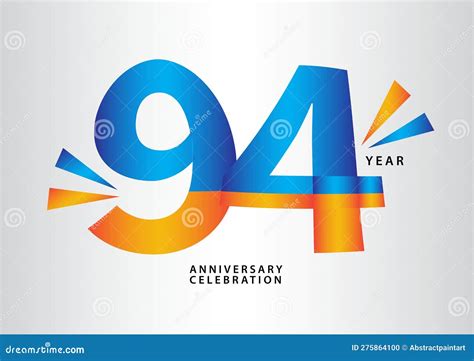 94 Year Anniversary Celebration Logotype Vector 94 Number Design 94th