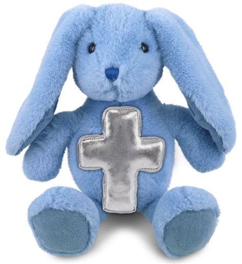 Dollibu Baby Blue Rabbit Stuffed Animal With Silver Cross Plush