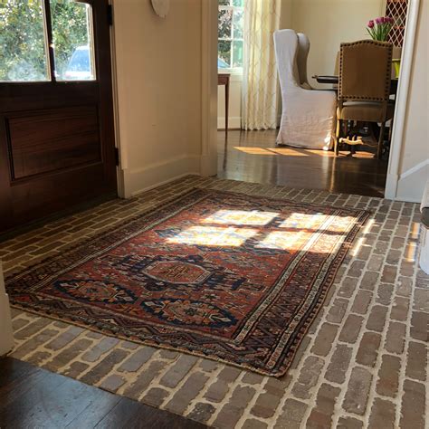 Love How This Antique Rug Looks Layered Over This Brick Entry