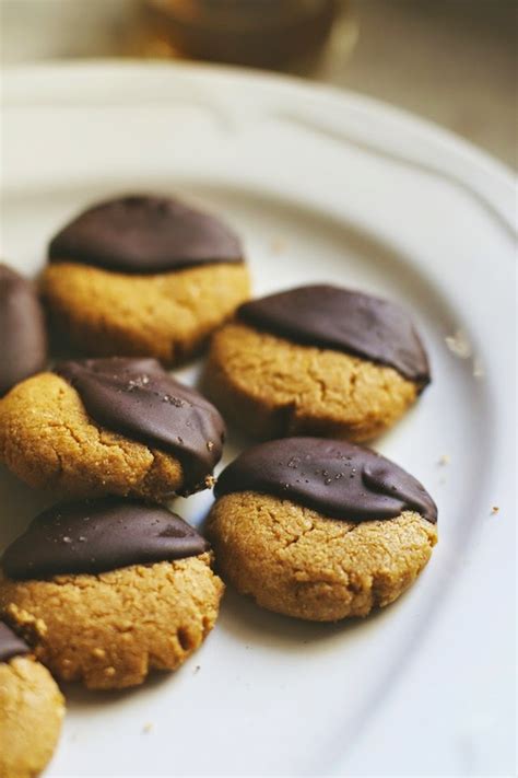 Half Full Easiest Ever Chocolate Dipped Peanut Butter Cookies