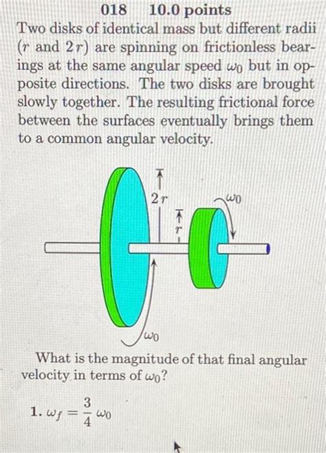 Solved Points Two Disks Of Identical Mass But Chegg