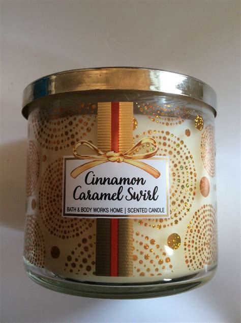 Details About Bath Body Works Cinnamon Caramel Swirl 14 5 Oz 3 Wick