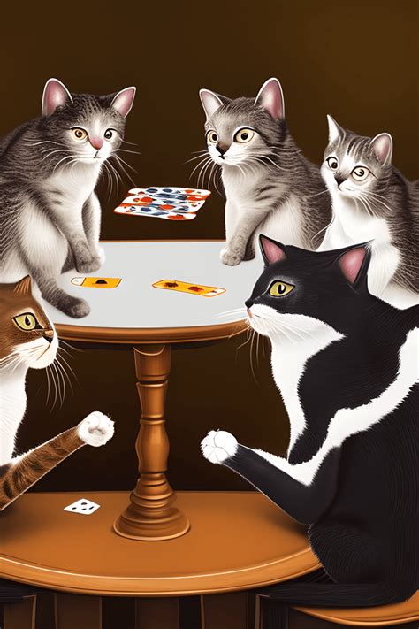 Cats Playing Cards Graphic · Creative Fabrica