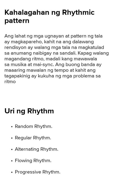 Mahalaga Ba Ang Rhytmic Pattern Bakit Brainly Ph