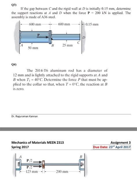 Solved If The Gap Between C And The Rigid Wall At D Is Chegg