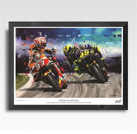 Hand Signed By Artist Valentino Rossi Limited Edition Art Print From An