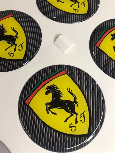 FERRARI Handmade Car Emblem Sticker Domed Badge Decal Wheel Center