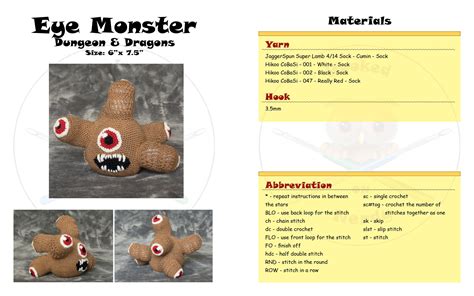 Amigurumi Diy Craft Kit Dungeon And Dragons Beholder Crochet Pattern