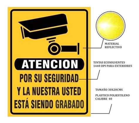 Señal Aviso Letrero Cámara De Vigilancia Reflectivo 30x20cms Cuotas