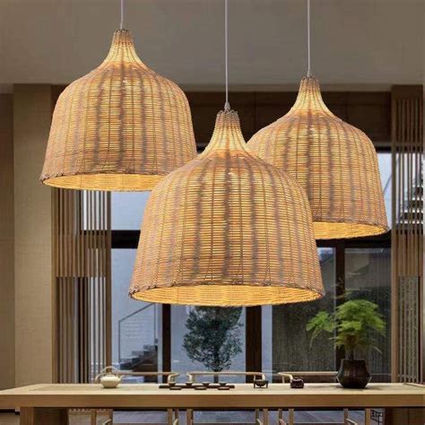 Notre Lighting Bamboo Lamp Bamboo Chandelier Rattan Light Fixture