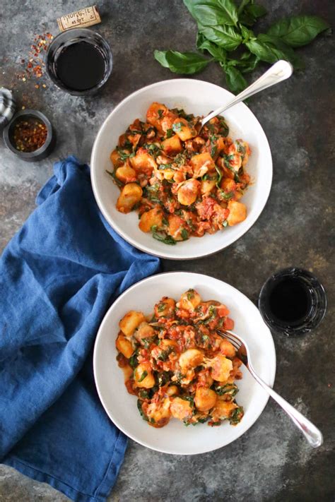 Skillet Cauliflower Gnocchi With Sausage And Spinach Domesticate ME