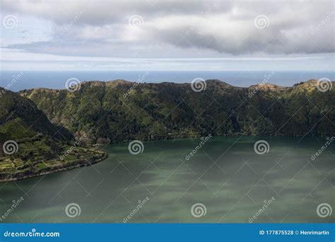 Aerial Landscape of the Impressive Volcanic Crater with Lagoa Azul at ...