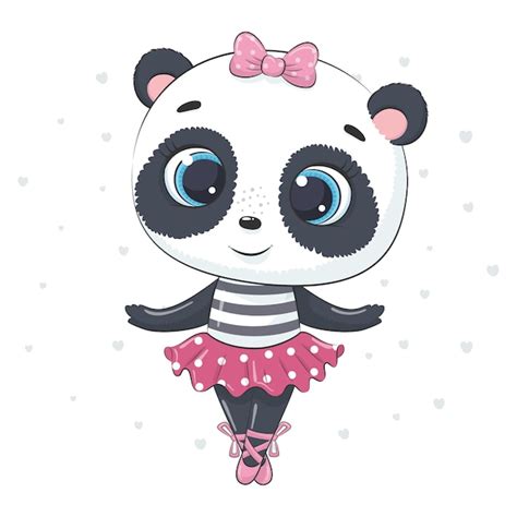 Schattige Baby Panda Met Een Hart Cartoon Vectorillustratie Premium