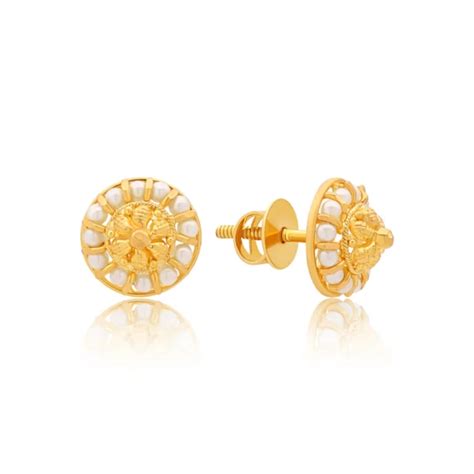 22k Gold Indian Stud Earrings Queen Of Hearts Jewelry