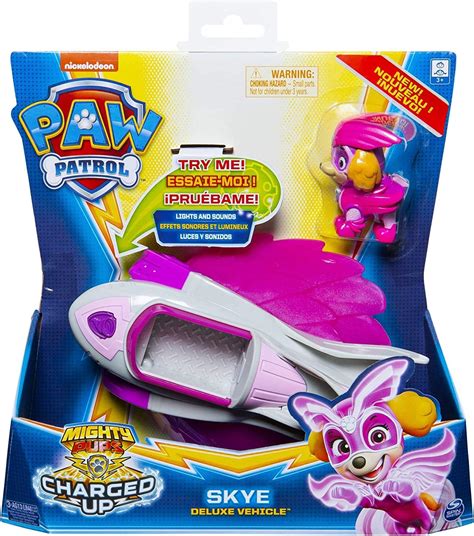 Paw Patrol Mighty Pups Charged Up Deluxe Vehicle Skye Uk Toys And Games