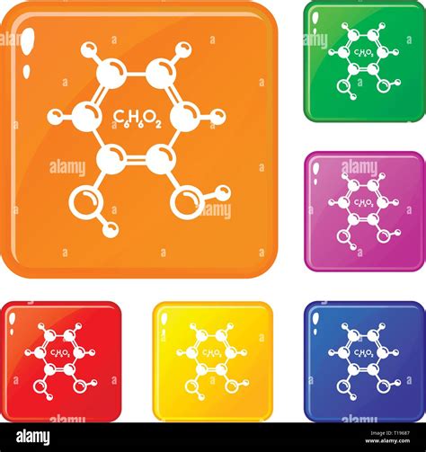 Catechol Molecule Icons Set Vector Color Stock Vector Image Art Alamy