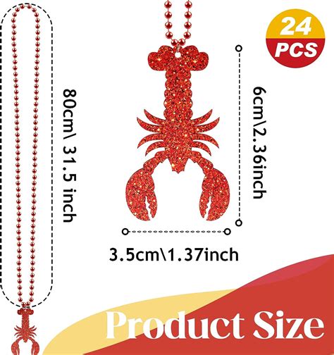 Amazon Huquary 24 Pcs Crawfish Mardi Gras Beads Necklaces 31 5