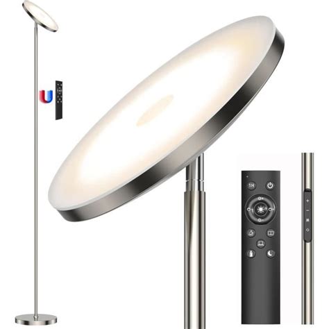 30W Lampadaire Led Dimmable Nickel 3330Lm Lampadaires Sur Pied Salon