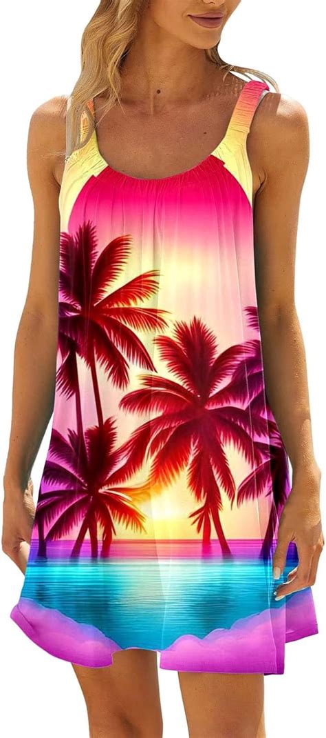 Vestidos Tropicales Hawaianos 2024 Para Mujer Sin Mangas Para Verano