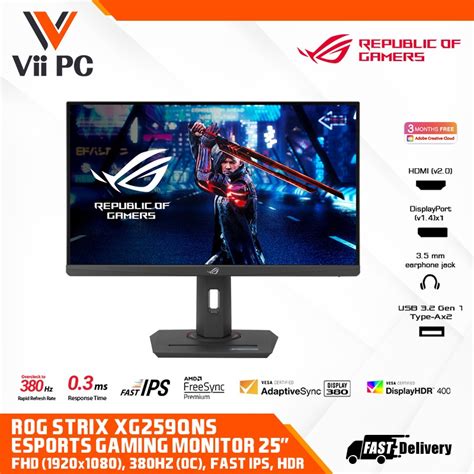 Asus Rog Strix Xg Qns Esports Gaming Monitor Inch Inch