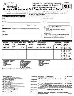 Fillable Online Kerr Agrilife Urban Soil Submittal Form Submittal Block