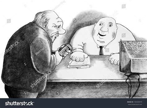 Man Bureaucrat Pencil Drawing Stock Illustration 183400970 Shutterstock