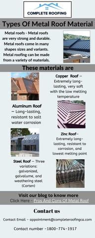 Types Of Metal Roof Material by CompleteRoofingSanFernando - Issuu