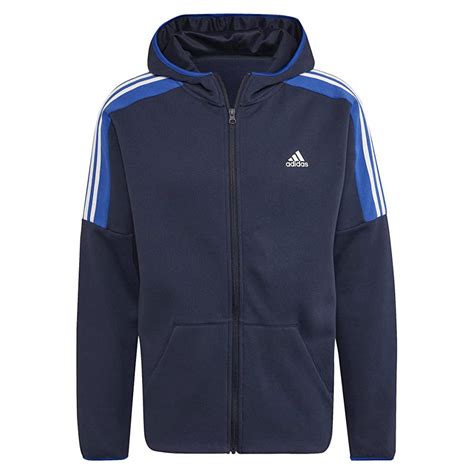 Adidas Uomo Tuta MTS Fleece CB Blu Felpata Con Cappuccio HK4463 AXJN