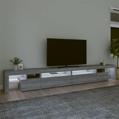 vidaXL Szafka pod TV z oświetleniem LED szary dąb sonoma 290x36 5x40cm